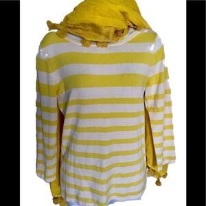 Premise Boatneck Sweater - S yellow /striped , rayon /nylon